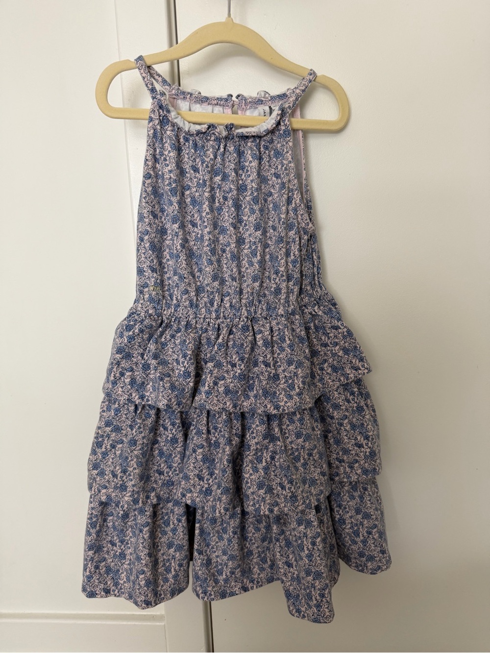 Janie & Jack Girls' Blue Floral Tiered Sundress, size 6